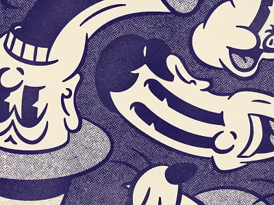 Distortions 1940s 1950s 40s 50s character design characters comic design distressed halftone illustration man mouse pig retro texture vintage