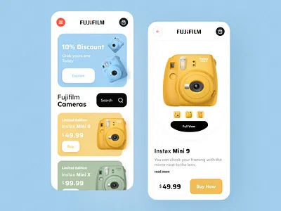 Mobile App: Camera Shop app app design design interface minimal mobile mobile app mobile apps mobile ui mobileapp mobileappdesign orix sajon ui ui design ui designs uiux ux ux ui design