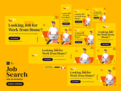 Job Ad Banners adwords creative dream job google job banner job search marketing banner naukri relax web banner website website banner workfromhome yellow