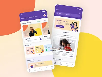 Baby Development App Exploration activities app appdesign baby dailyui design development dribbblers happy home learn milestone minimal mother parent trending ui ui ux uidesign userexperience