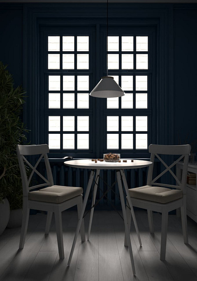 Two chairs and a blue wall 3d design graphic design illustration