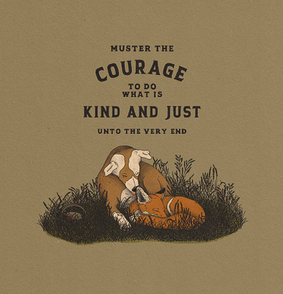 Kind and Just adventure branding brave compassion design fox hound illustration kindness