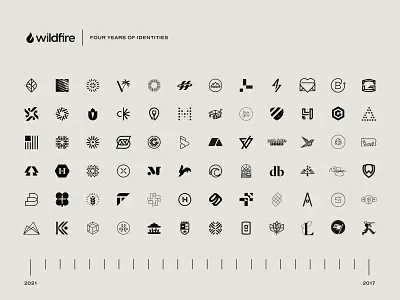 4 YEARS OF LOGOS bold brand branding collection creative design designer fire icon icons logo logo design mark minimal portfolio progress simple studio wild wildfire