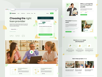 FinanZero - Loan Finder Landing Page clean landing page clean website finance finance web fintech landing page landing page design loan loan finder loan landing page loan web money ui uidesign uidesigner uiux uiuxdesign userinterface web design website