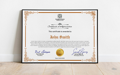 Certificate of Appreciation Template appreciation branding business card design corporate identity creative design logo personal