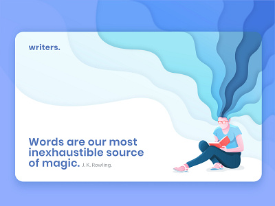 Brainstorming Writer 2d brainstorming cartoon character colorful design female flat graphic design harry potter hero illustration landing page modern reader ui uiux vector website writer