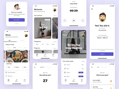 Workout App app design app ui clean diet gym meal meal app mobile app plan planner sport timer training training app ui uidesign uiux workout workout app yoga