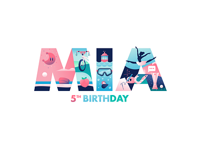 Mía 5th Birthday birthday daughter family illustration illustrator mia miguelcm scene