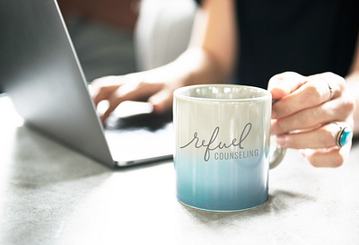 Refuel Counseling | Logo Design Mockup branding hand lettered hand lettering logo logo design logo mockup mockup mug