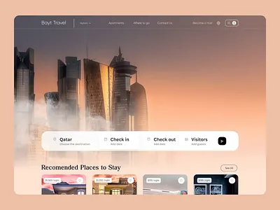 Travel Landing Page animate animation app design booking discovery interaction journey landing motion qatar qclay scroll tour tourists travel trend trip web page web ui