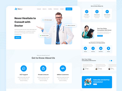 Konsul 🚑 | Health & Medical Consultaion Landing Exploration animation blue consultation design doctor health landing landing page medical online ui web design website