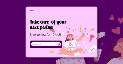 #DailyUI 036 app branding daily ui daily ui 036 design feminist figma graphic design illustration logo menstruation offer period sign up special offer ui ux