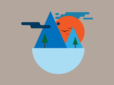 Evening adobe illustrator evening illustration mountains nature