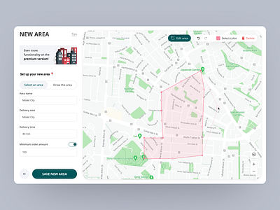 Delivery area settings page delivery delivery zones location map maps route shipping