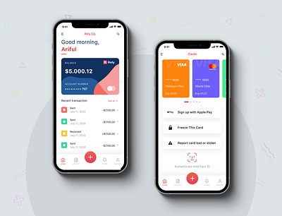 Rely App Design app banking system bebit card card management clean creative credit card design minimal modern ui uiux ux