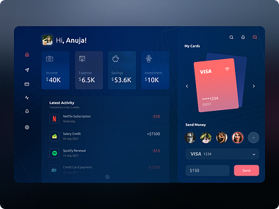 Finance Dark Theme Dashboard dashboard ux design web design