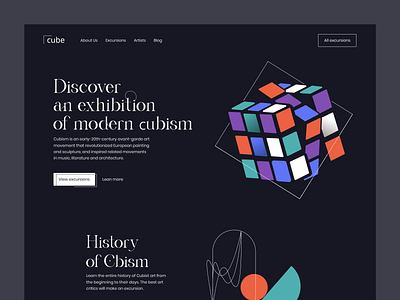 Museum of Сubism art color cube cubism dark graphic design illustration museum rubiks cube typographic ui ui ux