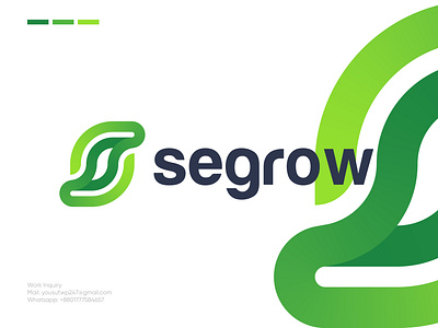 Segrow Logo Design | Agro Logo Design abstract logo agro brand brand identity branding creative logo design flat logo green icon leaf logo logo design logomark logos logotype mark minimalist modern logo s logo