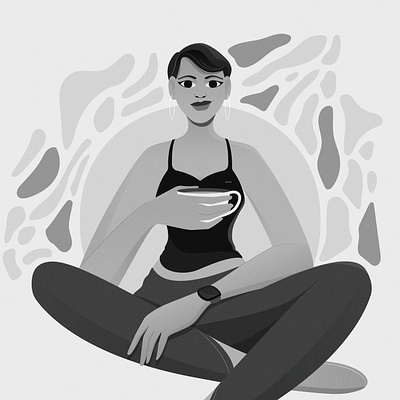 Contemplation Series 2d character characterdesign coffee design fitness flat illustration monotone online people remote shopping vector website illustration work