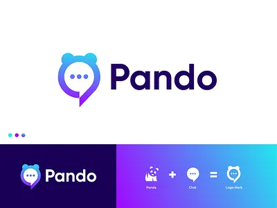 Pando Logo Design abstract brand logo branding chat logo clean logo design icon illustration lettermark logo minimalist logo modern logo monogram p logo panda logo pando logo startup logo u logo ui vector