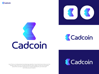 Cadcoin logo concept blockchain branding chain coin copper crypto decentralized defi eth fintech icon identity logo logodesign metal nft saas token unused wire