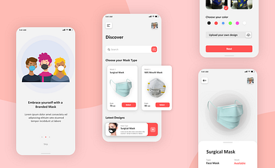 Covid mask mobile app ui