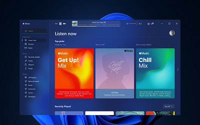 Apple Music on Windows 11 app apple apple music microsoft product design ui ux windows