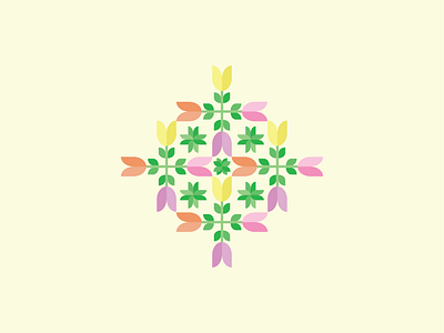 Tulip Pattern abstract pattern design flower flowers foliage fun pattern green illustration illustrator leaf pastel pattern pink plants pretty spring stem tulip vector yellow