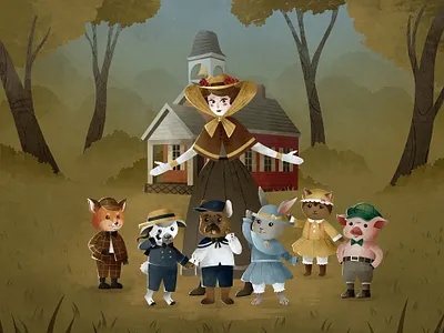 Schooltown Follies animal art cartoon digital art fanart human illustration illustrator retro school