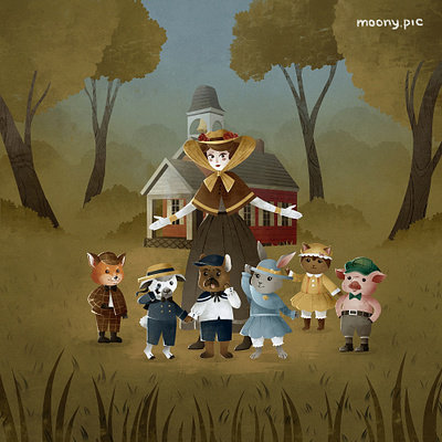 Schooltown Follies animal art cartoon digital art fanart human illustration illustrator retro school