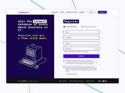 CodeBase - Registration Form – "Idz Pan w UI" Exercise branding design illustration minimal ui vector website