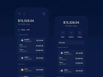 Token balances balance balances blockchain fintech portfolio wallet