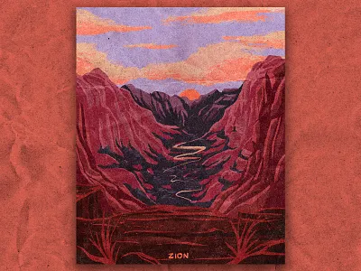 Z for Zion illustration national park nature retro texture vintage zion