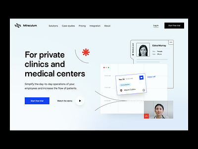 Miraculum | SAAS healthtech product branding healthcare healthtech hero section landing page management tool medical app medicine medicine product medicine service medtech online medicine product page saas product saas website sheduling tool telemedecine visual identity web application