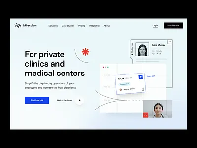 Miraculum | SAAS healthtech product branding healthcare healthtech hero section landing page management tool medical app medicine medicine product medicine service medtech online medicine product page saas product saas website sheduling tool telemedecine visual identity web application