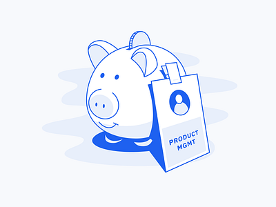 Job Title badge blue branding illustration piggy bank title