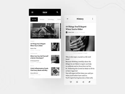 B&W Blog UI design app design blog design journal medium minimal notepad ui ui design ux website