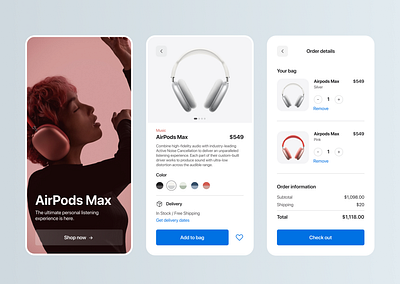 Maratón UI - Shopping cart 2d airpods app apple dailyui design e commerce graphic design product design shop ui web design