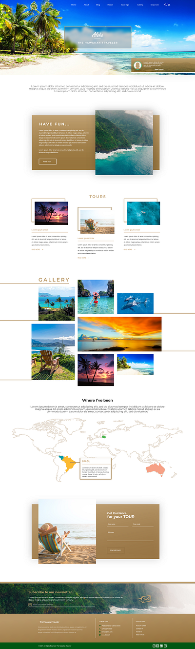 Website UI Design - The Hawaiian Traveler branding graphic design hawaii travel ui vacation website