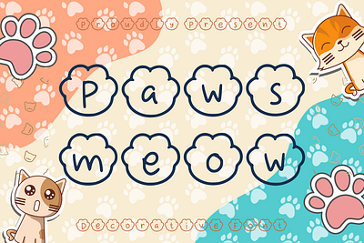 Paws Meow Font animal animation branding cat crafts creative cute decorations decorative design display dog font illustration kitten kitty logo paws typeface