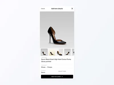 Product Addition - With Multi Geo Size Selection detail ecommerce ios luxury minimal mobile private client product selection size size chart size selection usability