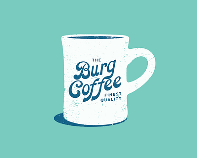 Burg Coffee coffee illustration logo mug print script texture vintage