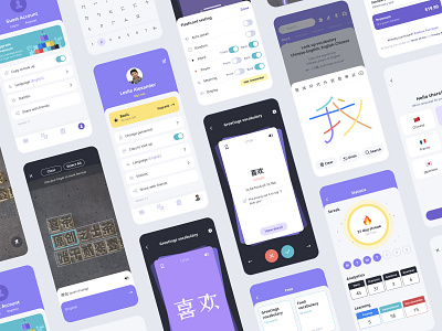 E-Dictionary Mobile UI Kit app design dictionary education figma flash card interface kit language learning mobile ui ux