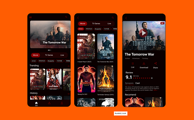 Movie Streaming App app application background blur branding design graphic design illustration motion graphics movie movie streaming app ui ux vector