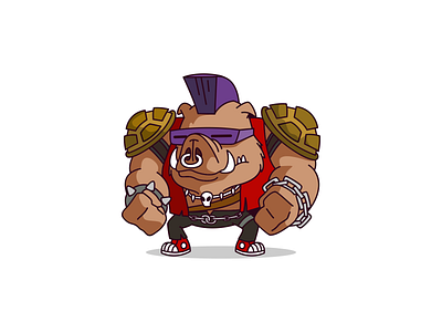 Bebop bebop boar cartoon character illustration mascot namilurihas rocksteady simple sticker teenage mutant ninja turtles thug