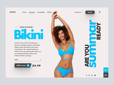 Juliet bikini clean ui clothing design ecommerce faqs female header home page design homepage landing page product design product designer shopify uiux web web design women women clothes women clothes fashion