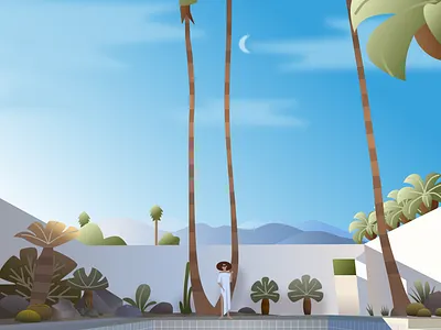 Traveling Header Web - Palm Spring 3d adobe app architecture art branding design destination figma flat flat illustration graphic design illustration illustrator logo traveling ui ux vector website