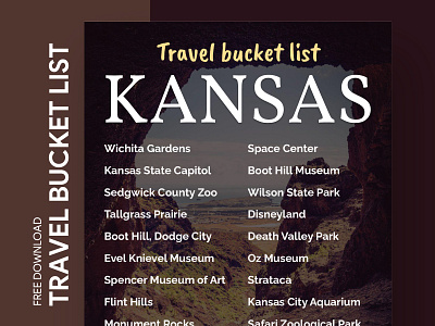 Kansas Travel Bucket List Free Google Docs Template bucket bucketlist checklist doc docs goals google journey list print printing template templates to do list tourism travel traveling trip voyage wishlist