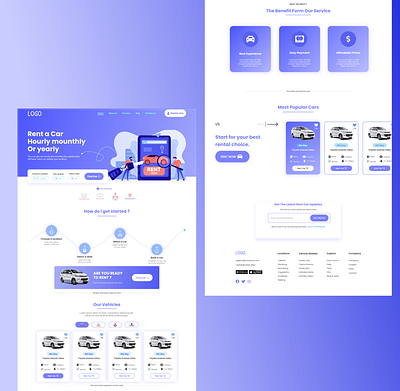 Rent Car Landingpage graphic design ui