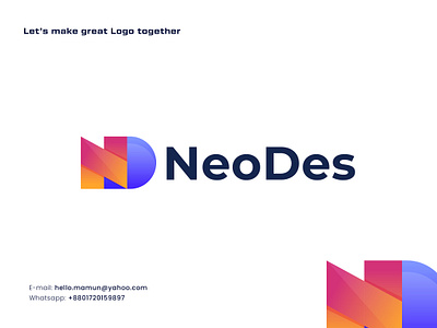 NeoDes - Abstract Letter N & D Logo a b c d e f g h i j k l m n abstract logos blockchain brand brand identity branding creative logo crypto ecommerce gradient lettermark logo designer logo inspiration logomark mark minimalist logo modern logo modern logos monogram symbol